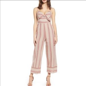 J.O.A. Striped linen tie front jumpsuit NWT